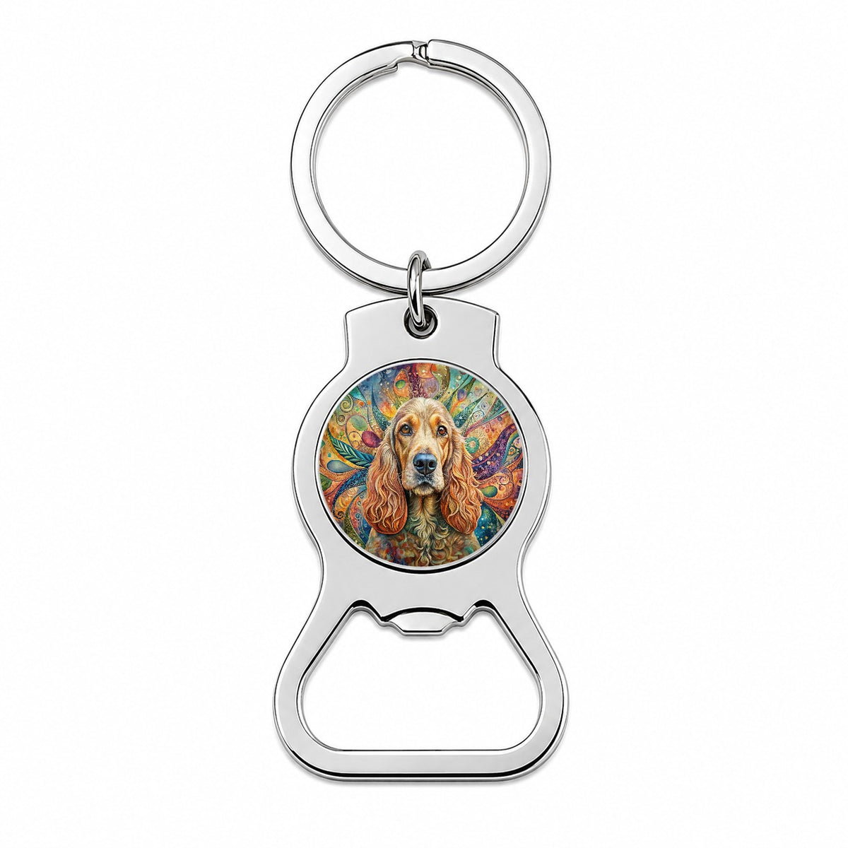 Cocker Spaniel Dog Bohemian Art Bottle Opener Keychain