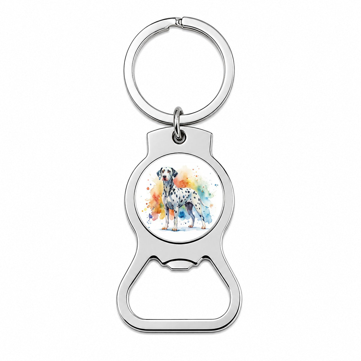 Dalmatian Dog Watercolor Style Bottle Opener Keychain