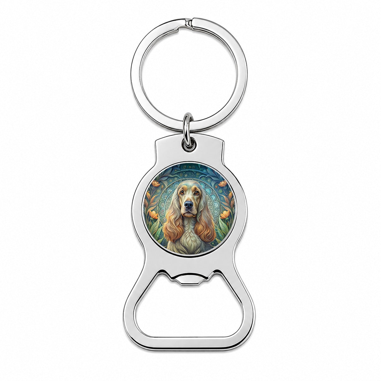 English Cocker Spaniel Dog Art Nouveau Bottle Opener Keychain