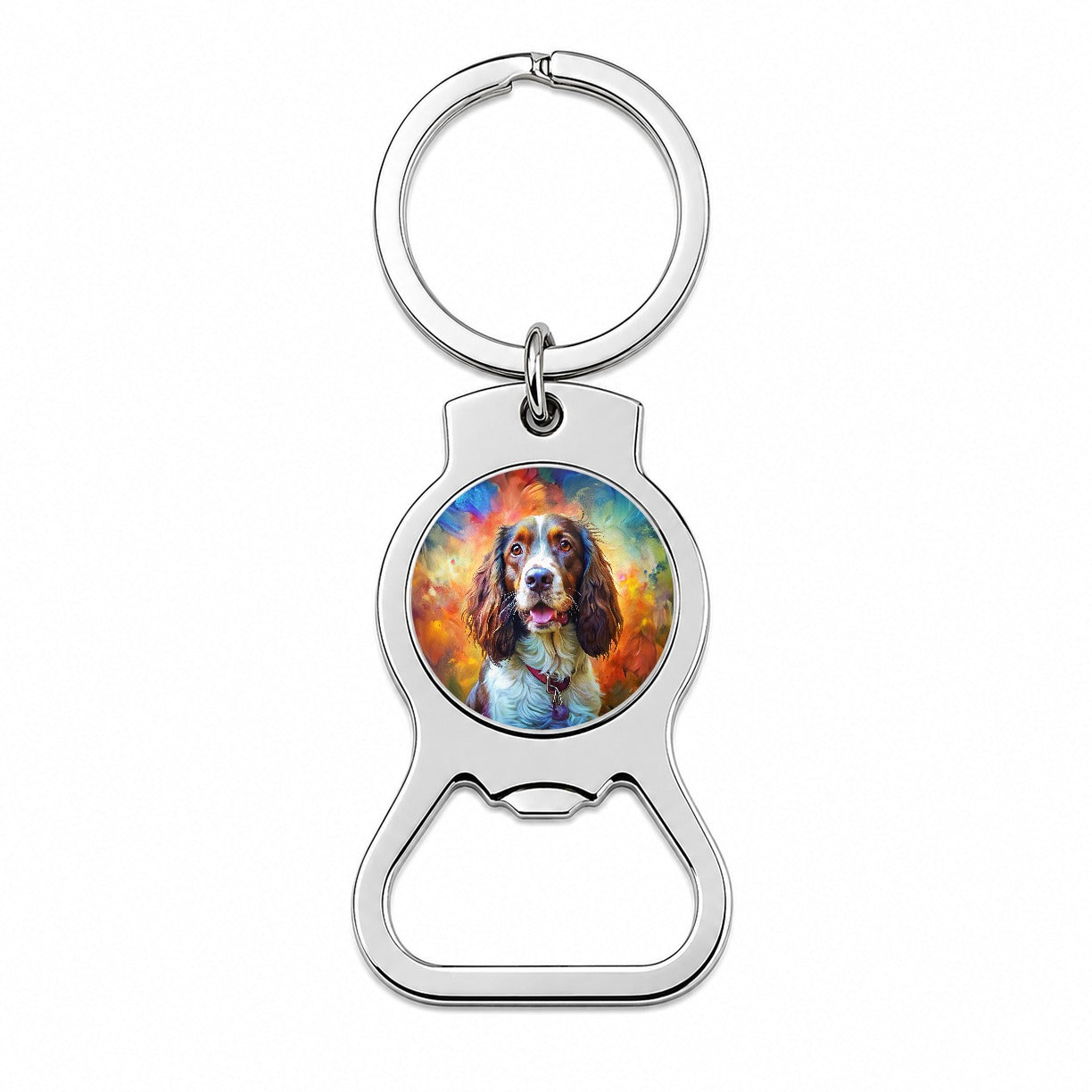English Springer Spaniel Dog Expressionism Art Bottle Opener Keychain