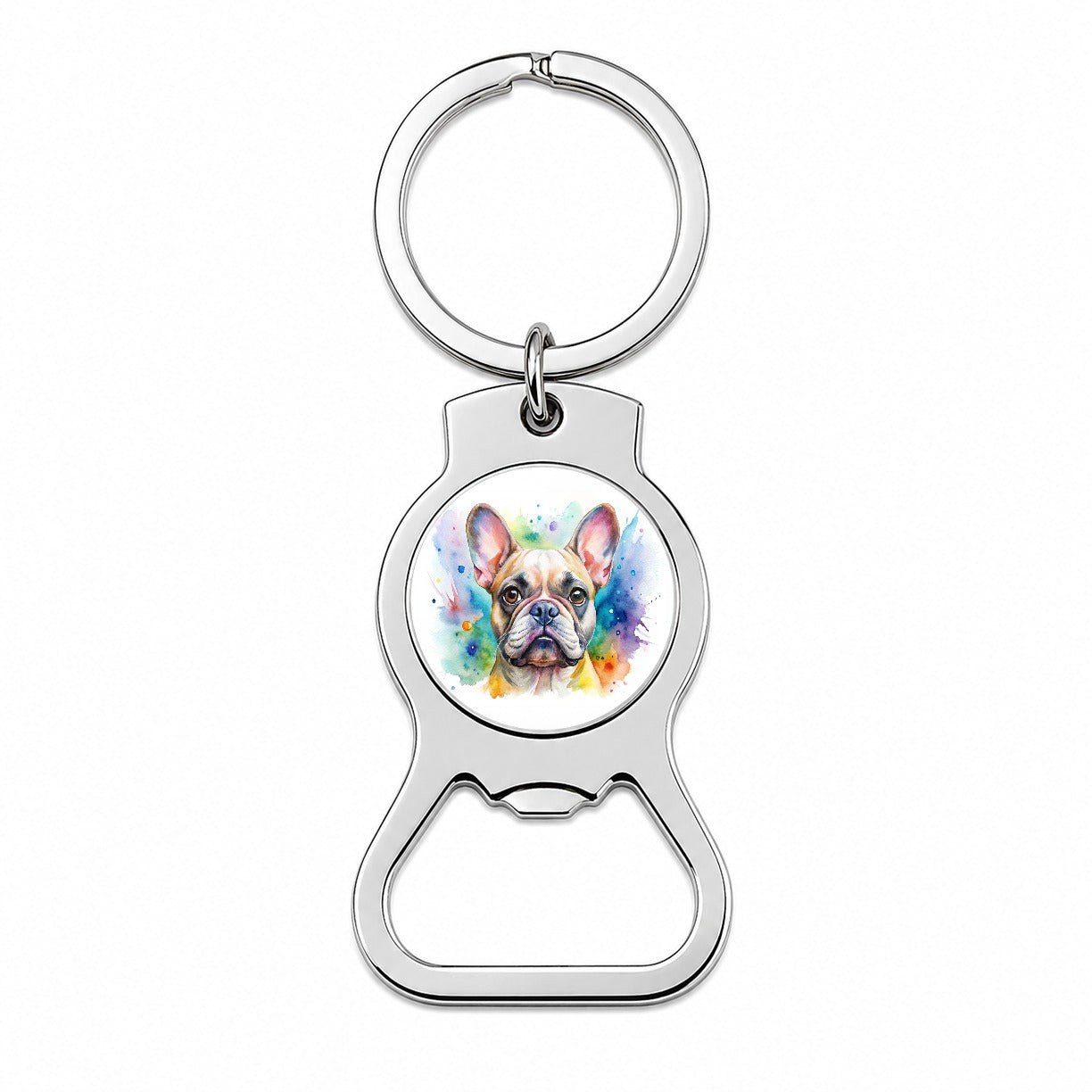 French Bulldog Frenchie Dog Watercolor Style Bottle Opener Keychain