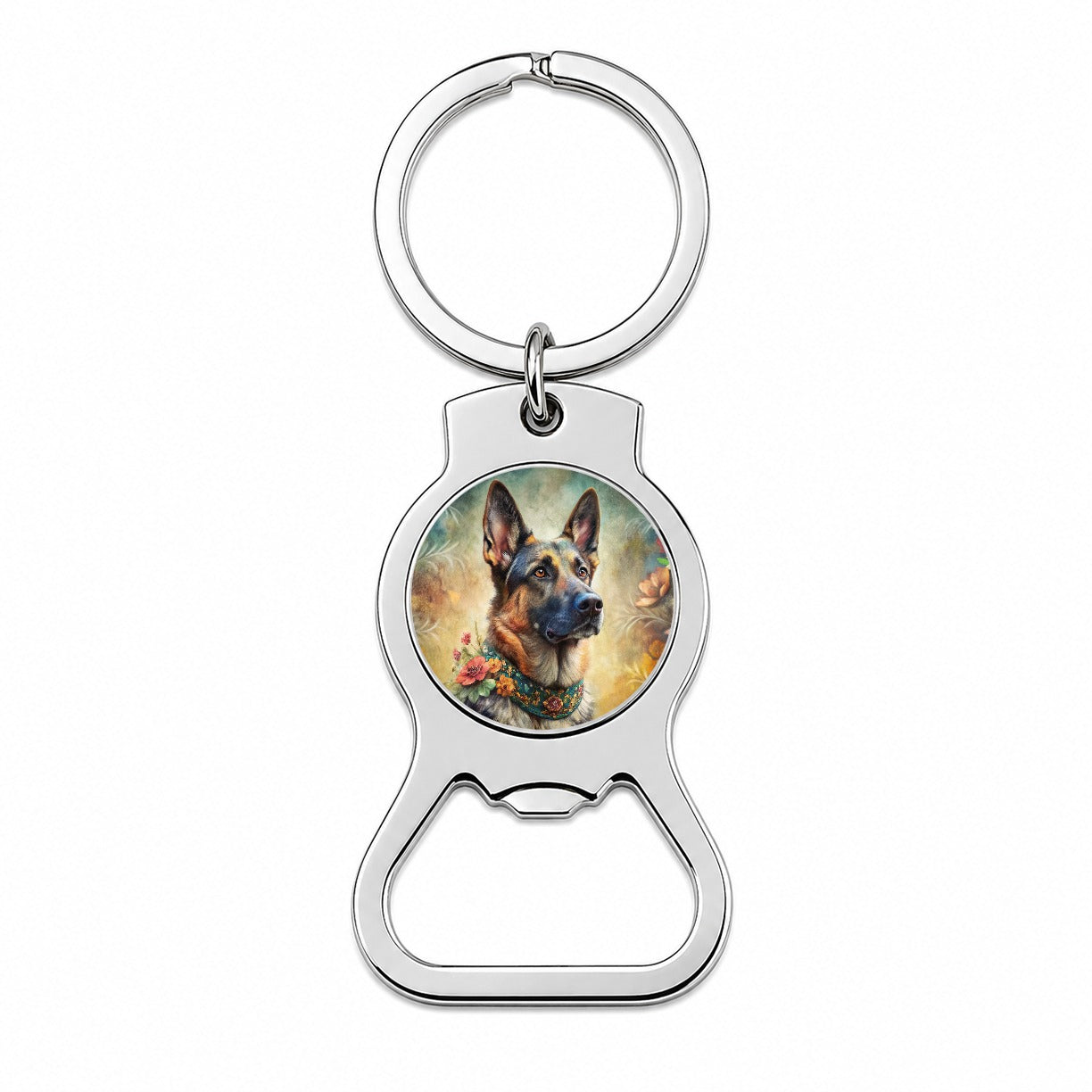 German Shepherd Dog French Bohemian Art Bottle Opener Keychain