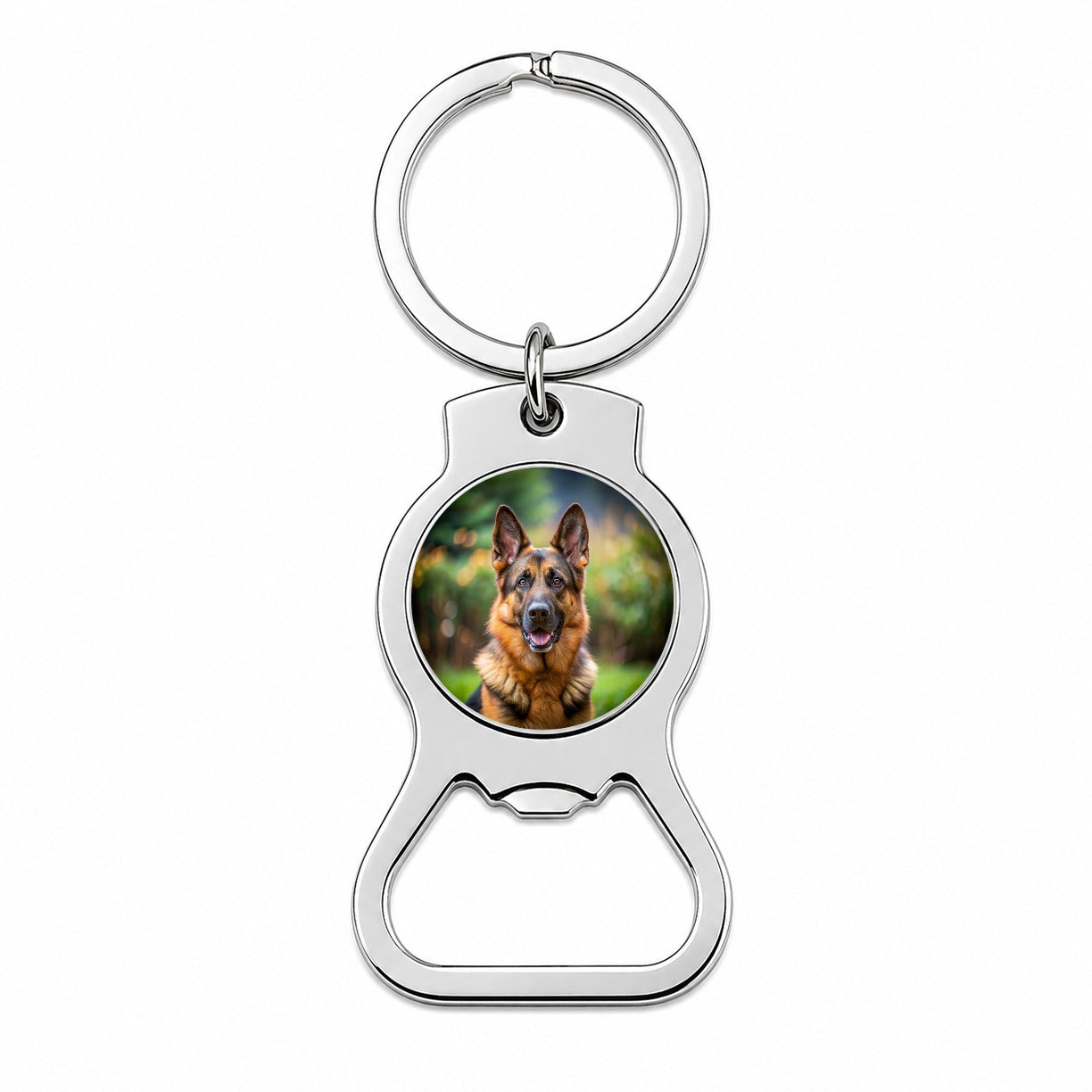 German Shepherd Dog Photo Bottle Opener Keychain