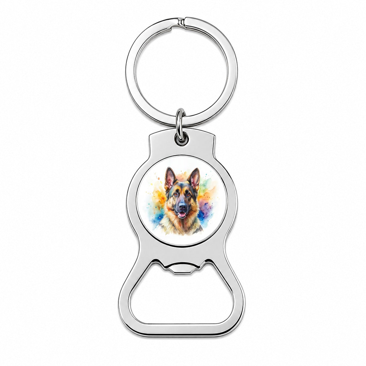 German Shepherd Dog Watercolor Style Bottle Opener Keychain