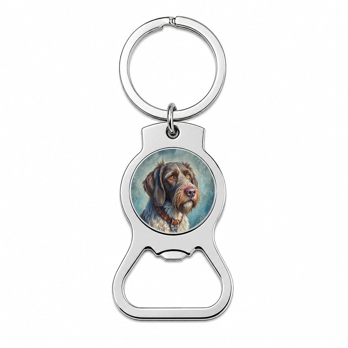 German Wirehaired Pointer Dog Illustration Bottle Opener Keychain