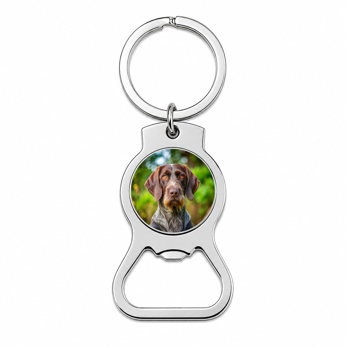 German Wirehaired Pointer Dog Photo Bottle Opener Keychain