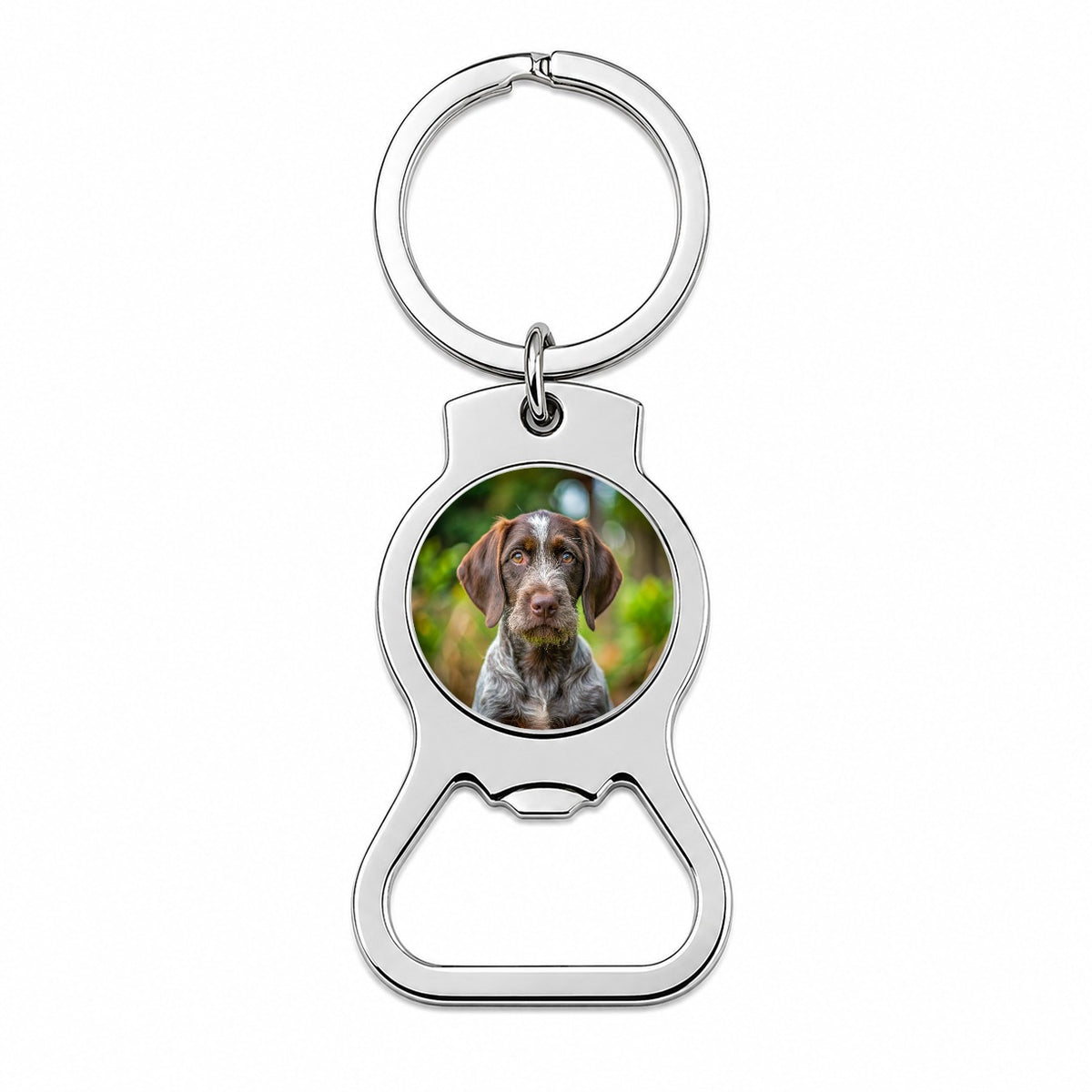 German Wirehaired Pointer Dog Puppy Photo Bottle Opener Keychain