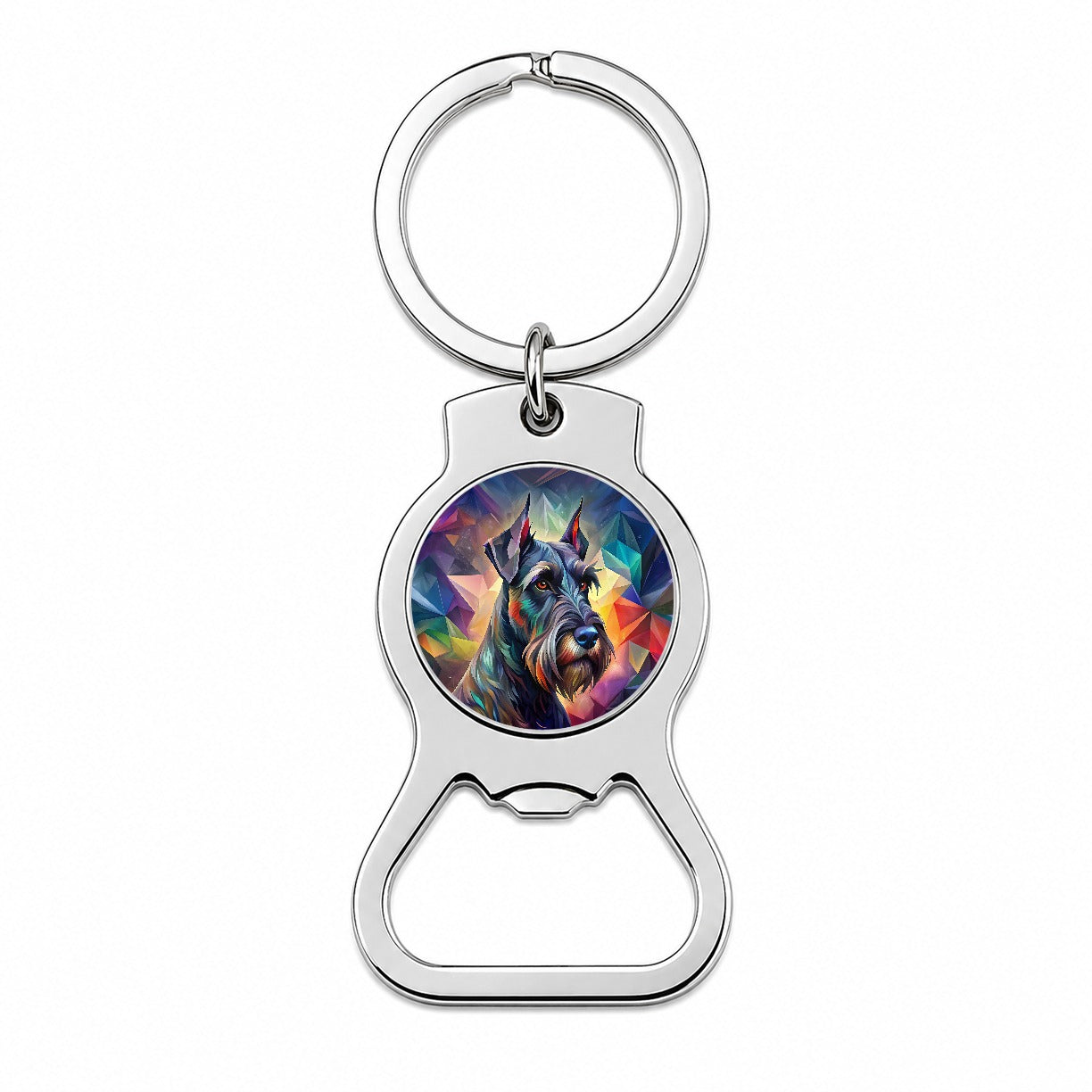 Giant Schnauzer Dog Abstract Stylized Art Bottle Opener Keychain