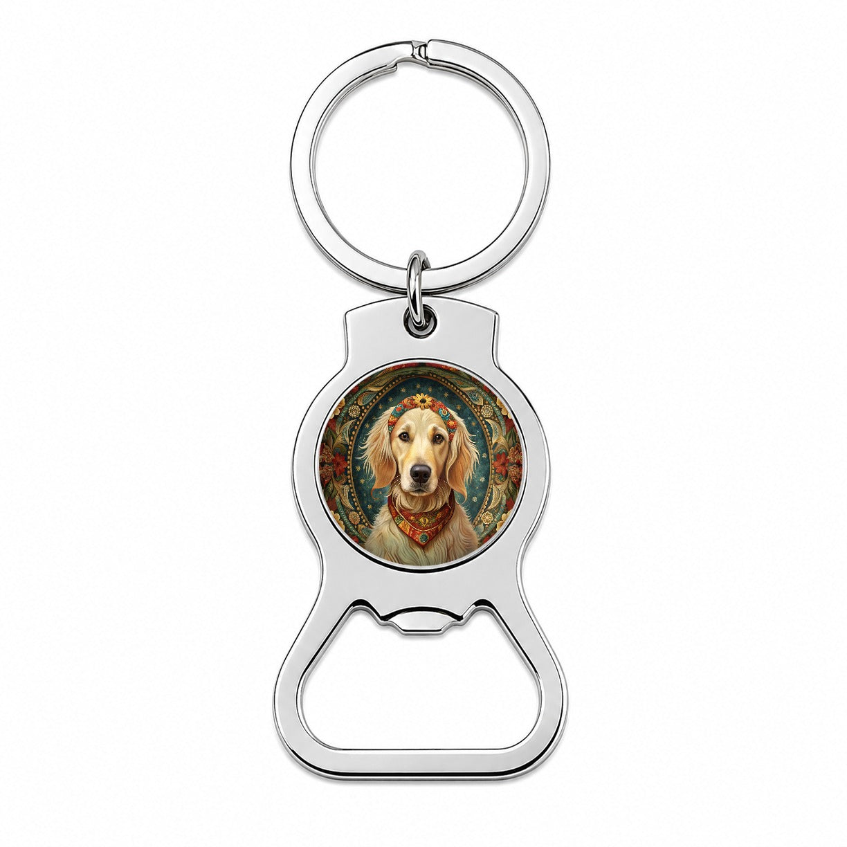 Golden Retriever Dog French Bohemian Art Bottle Opener Keychain