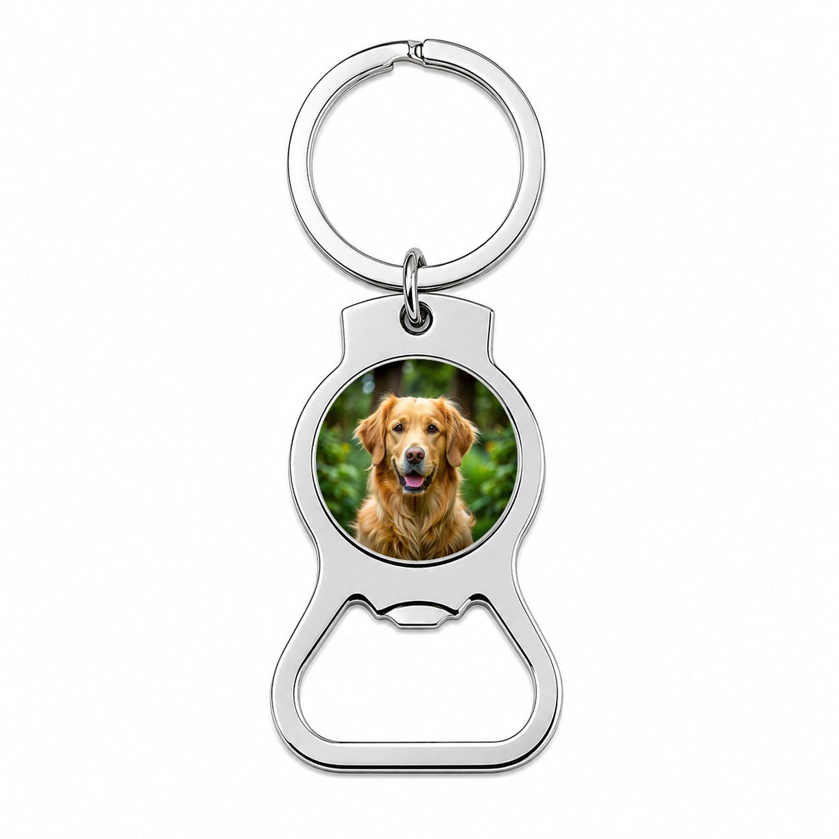 Golden Retriever Dog Photo Bottle Opener Keychain