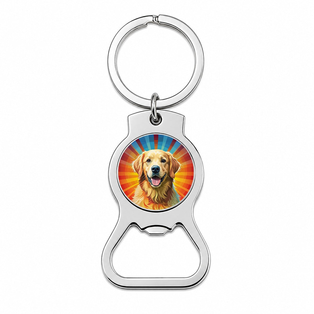 Golden Retriever Dog Pop Art Bottle Opener Keychain