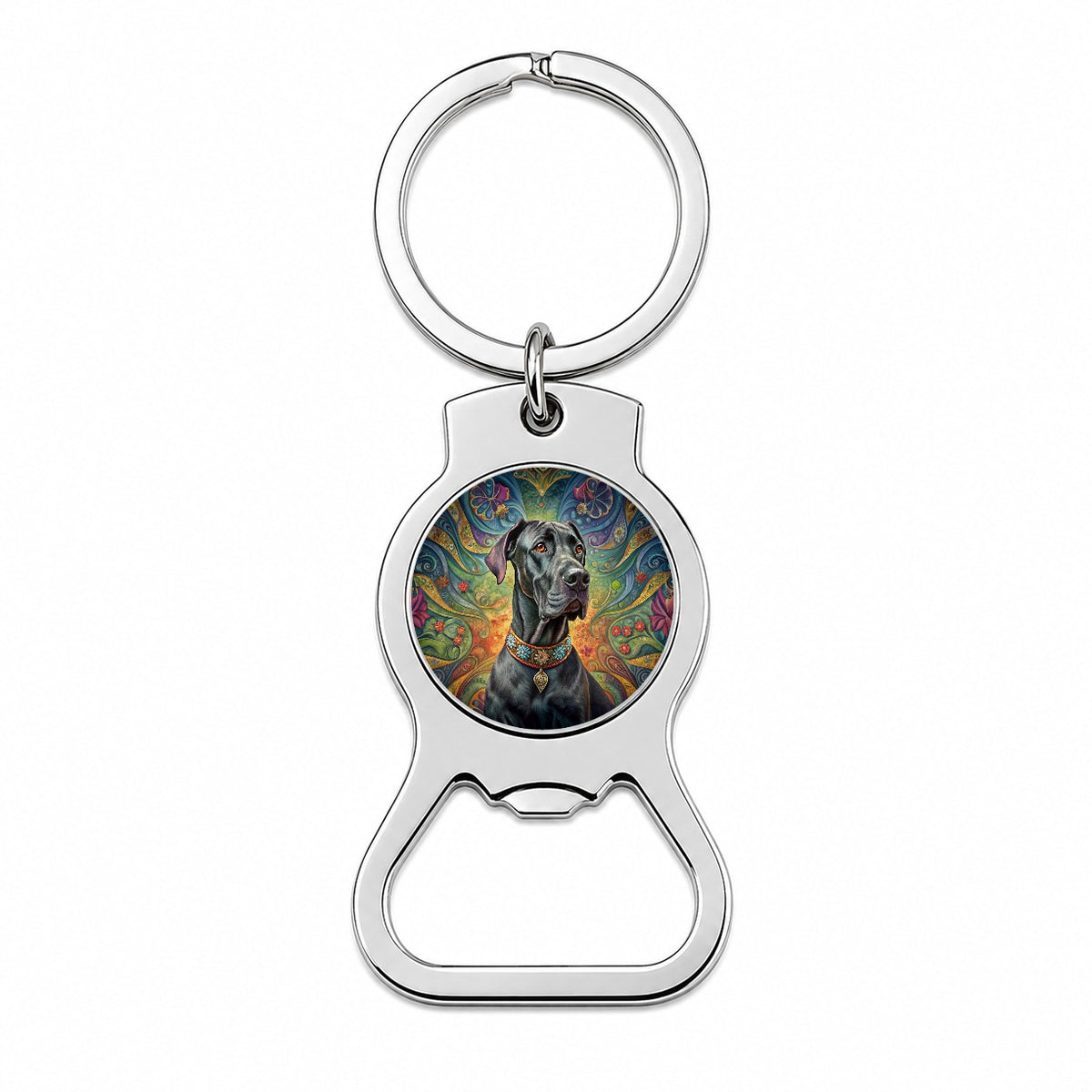 Great Dane Dog French Bohemian Art Bottle Opener Keychain
