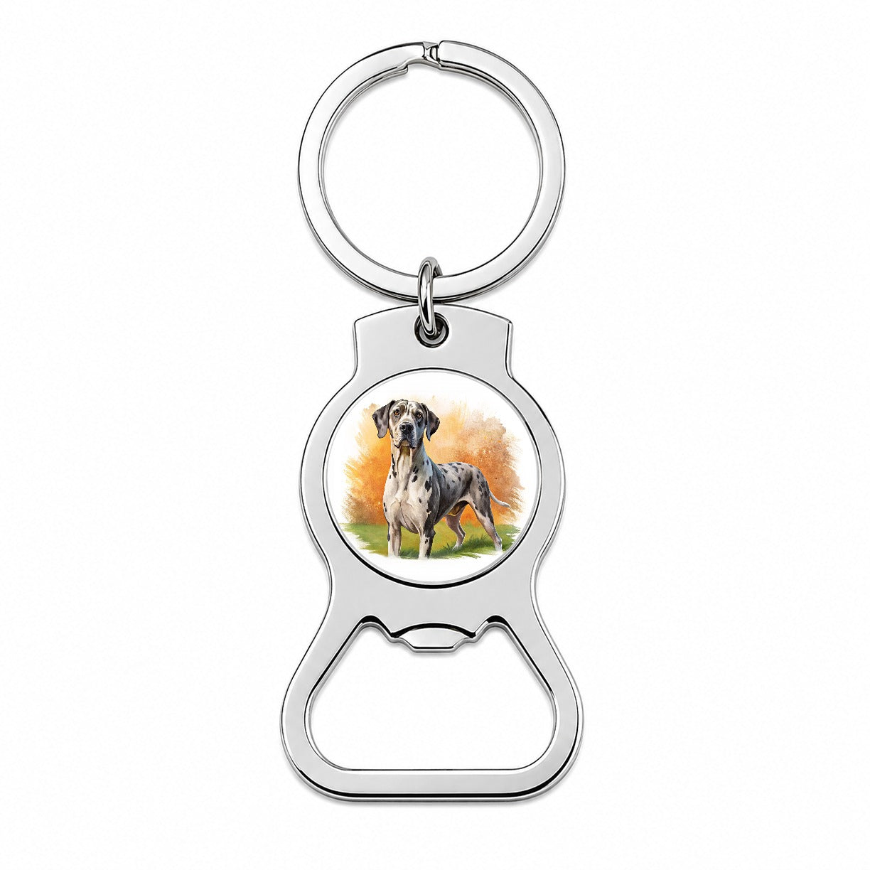 Great Dane Dog Illustration Bottle Opener Keychain