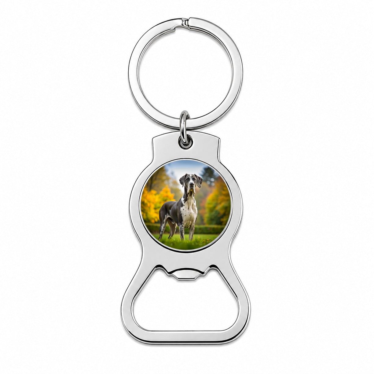 Great Dane Dog Photo Bottle Opener Keychain