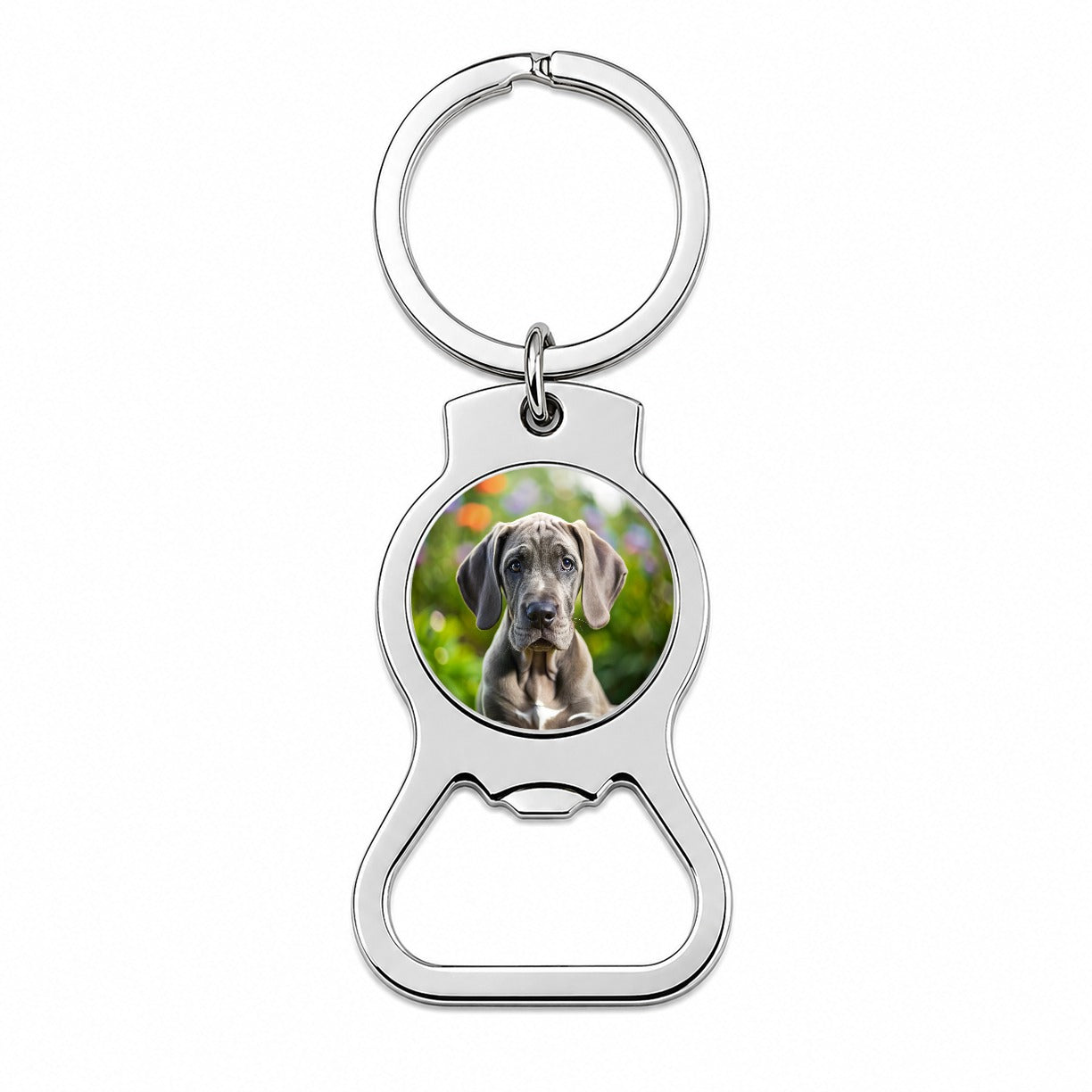 Great Dane Dog Puppy Photo Bottle Opener Keychain