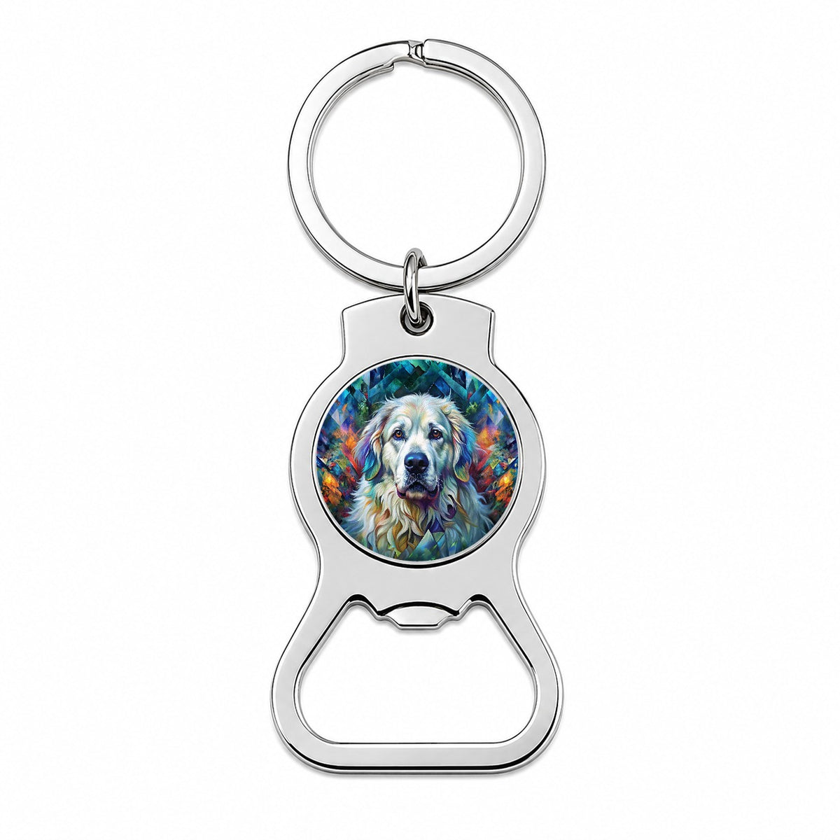 Great Pyrenees Dog Abstract Art Bottle Opener Keychain