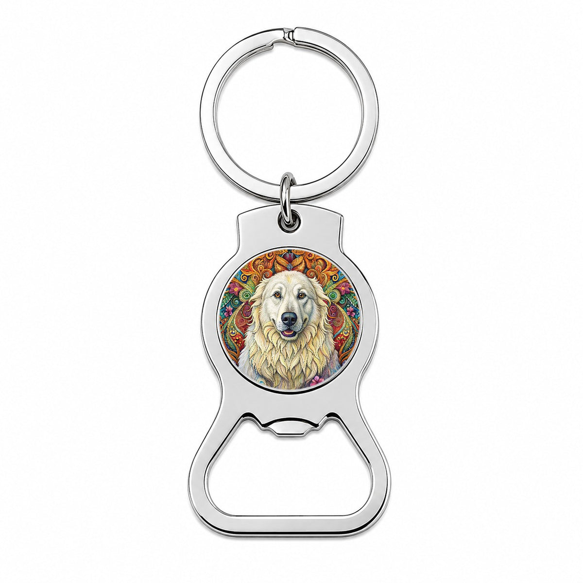 Great Pyrenees Dog Bohemian Art Bottle Opener Keychain