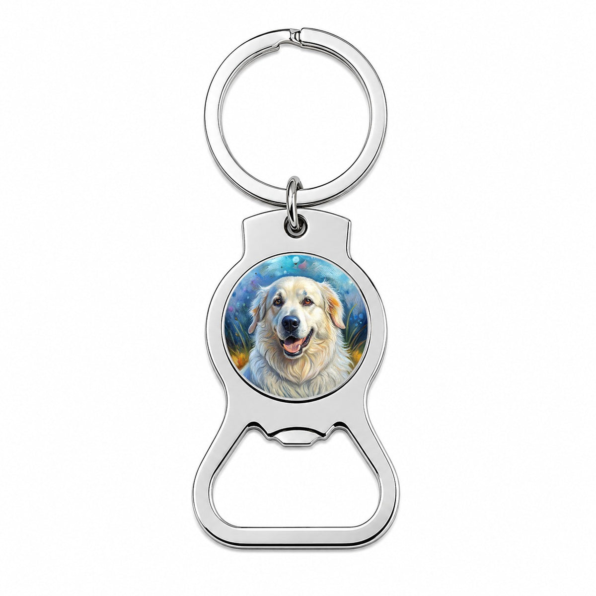 Great Pyrenees Dog Illustration Bottle Opener Keychain