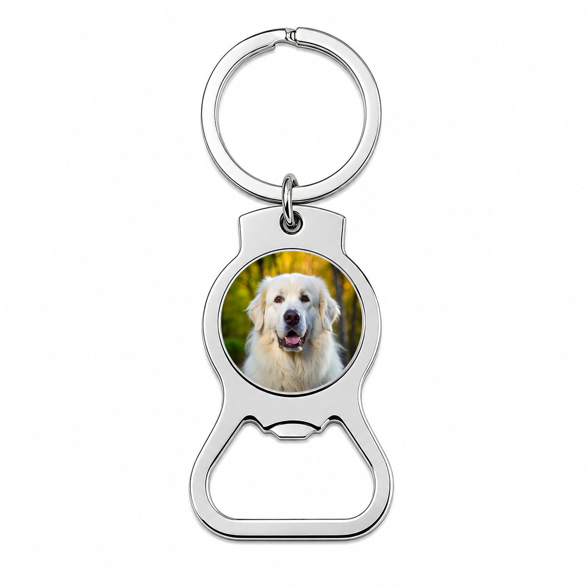Great Pyrenees Dog Photo Bottle Opener Keychain