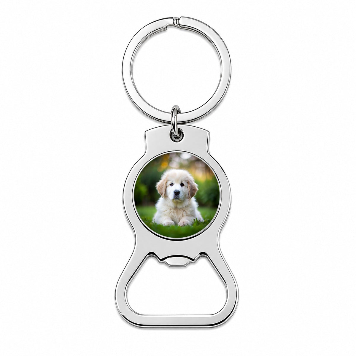 Great Pyrenees Dog Puppy Photo Bottle Opener Keychain