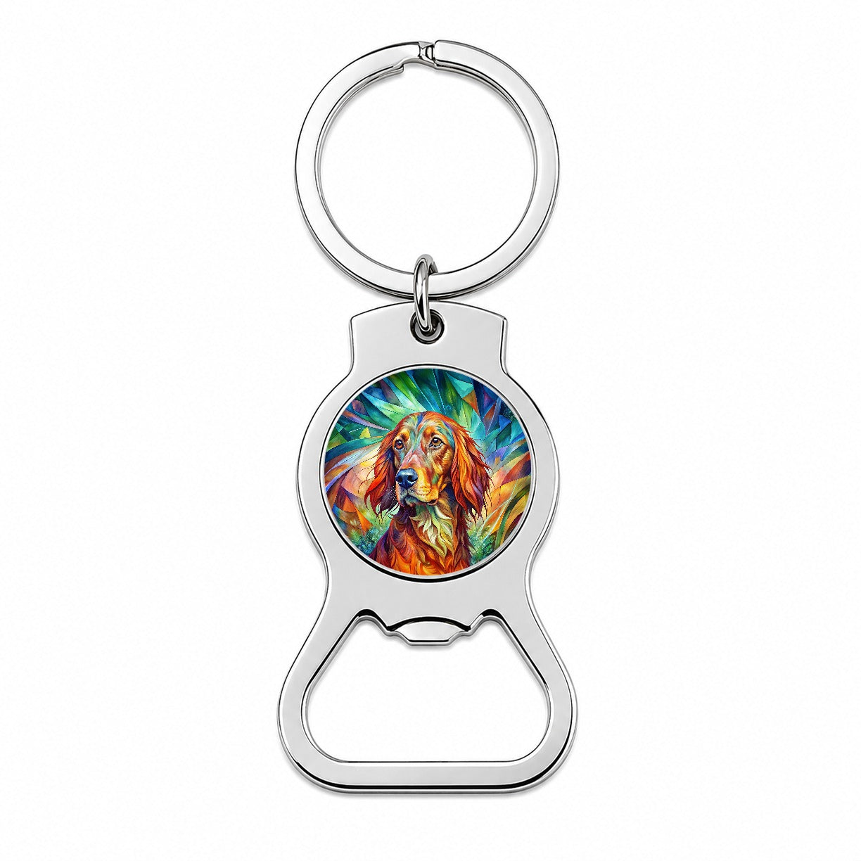 Irish Setter Dog Abstract Art Bottle Opener Keychain
