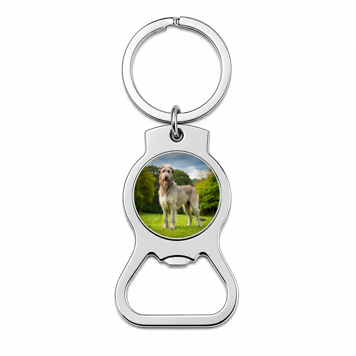 Irish Wolfhound Dog Photo Bottle Opener Keychain