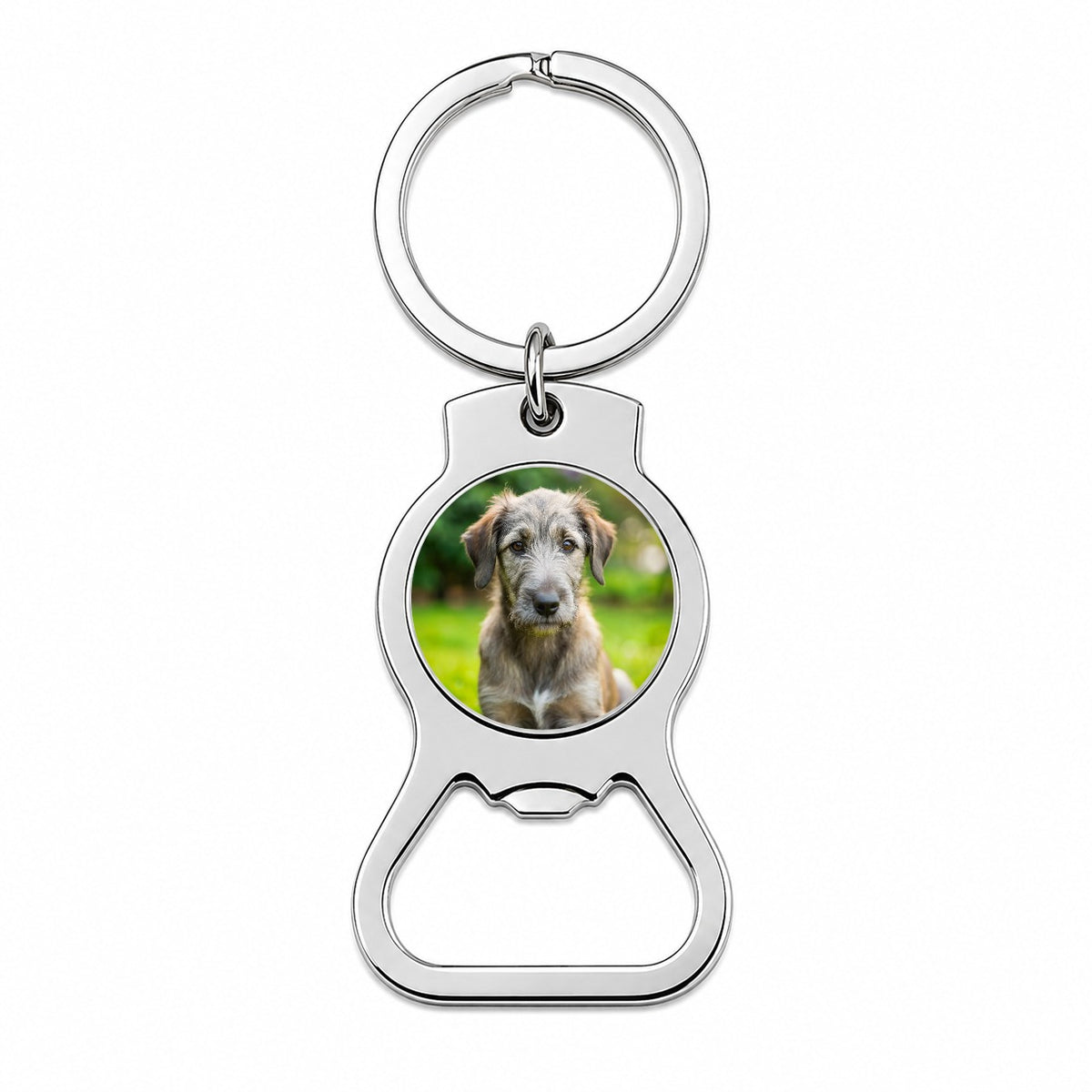 Irish Wolfhound Dog Puppy Photo Bottle Opener Keychain