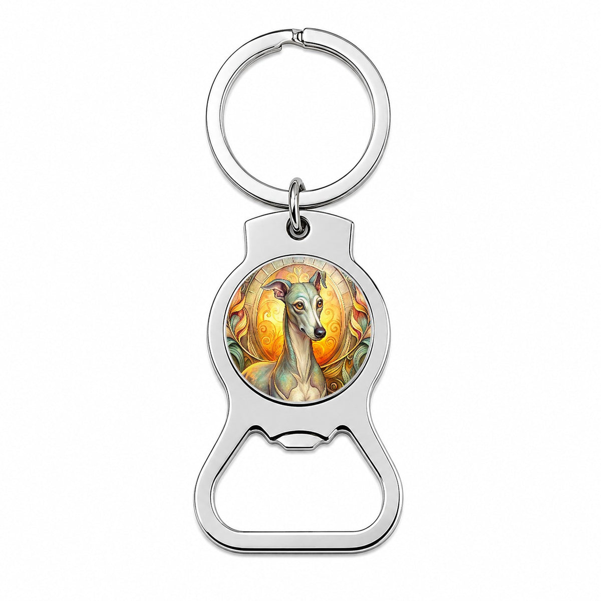 Italian Greyhound Dog Art Nouveau Bottle Opener Keychain