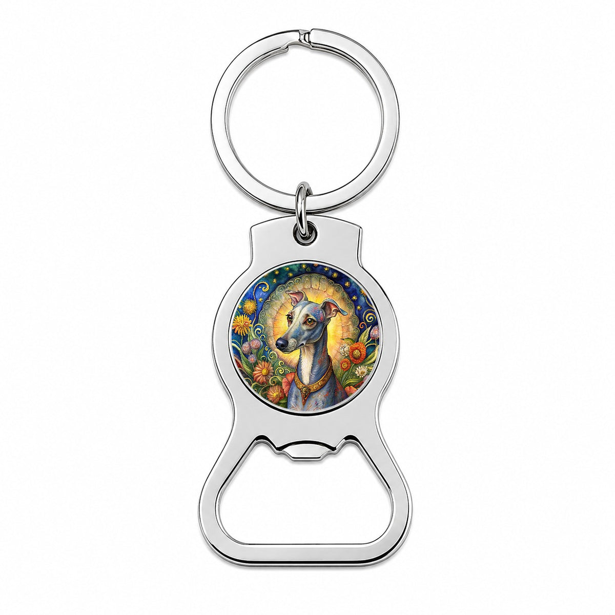 Italian Greyhound Dog French Bohemian Art Bottle Opener Keychain