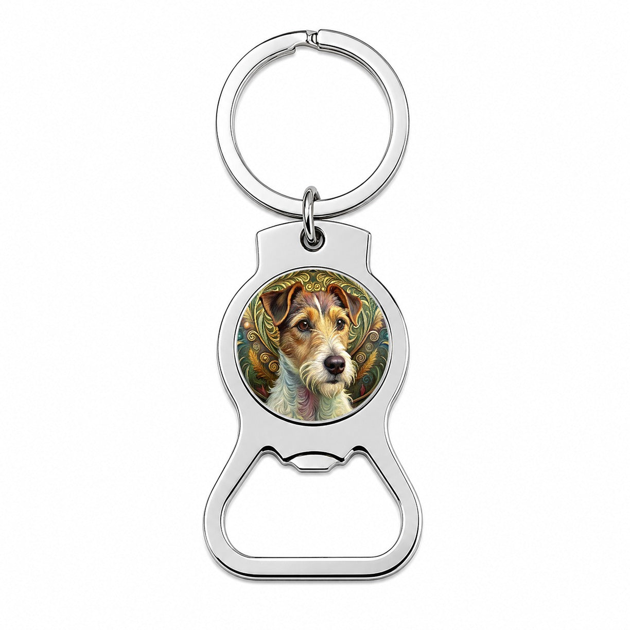 Jack Russell Terrier Dog Art Nouveau Bottle Opener Keychain