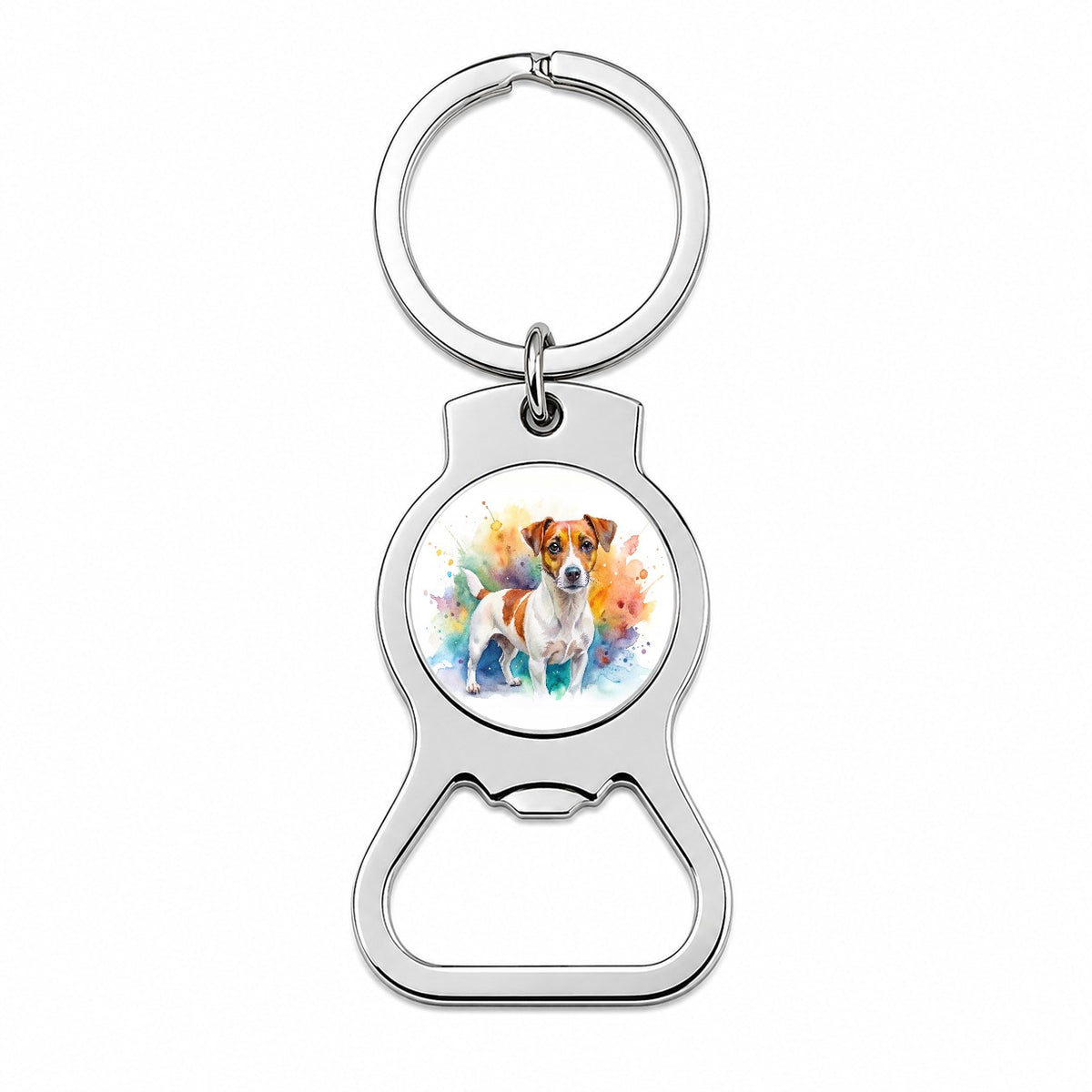 Jack Russell Terrier Dog Watercolor Style Bottle Opener Keychain