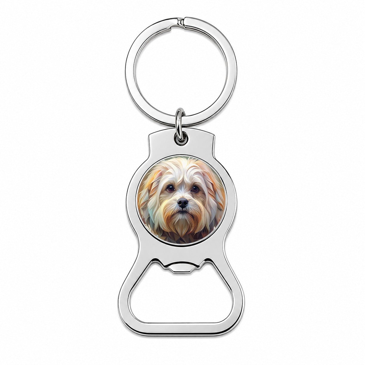 Maltese Dog Abstract Stylized Art Bottle Opener Keychain