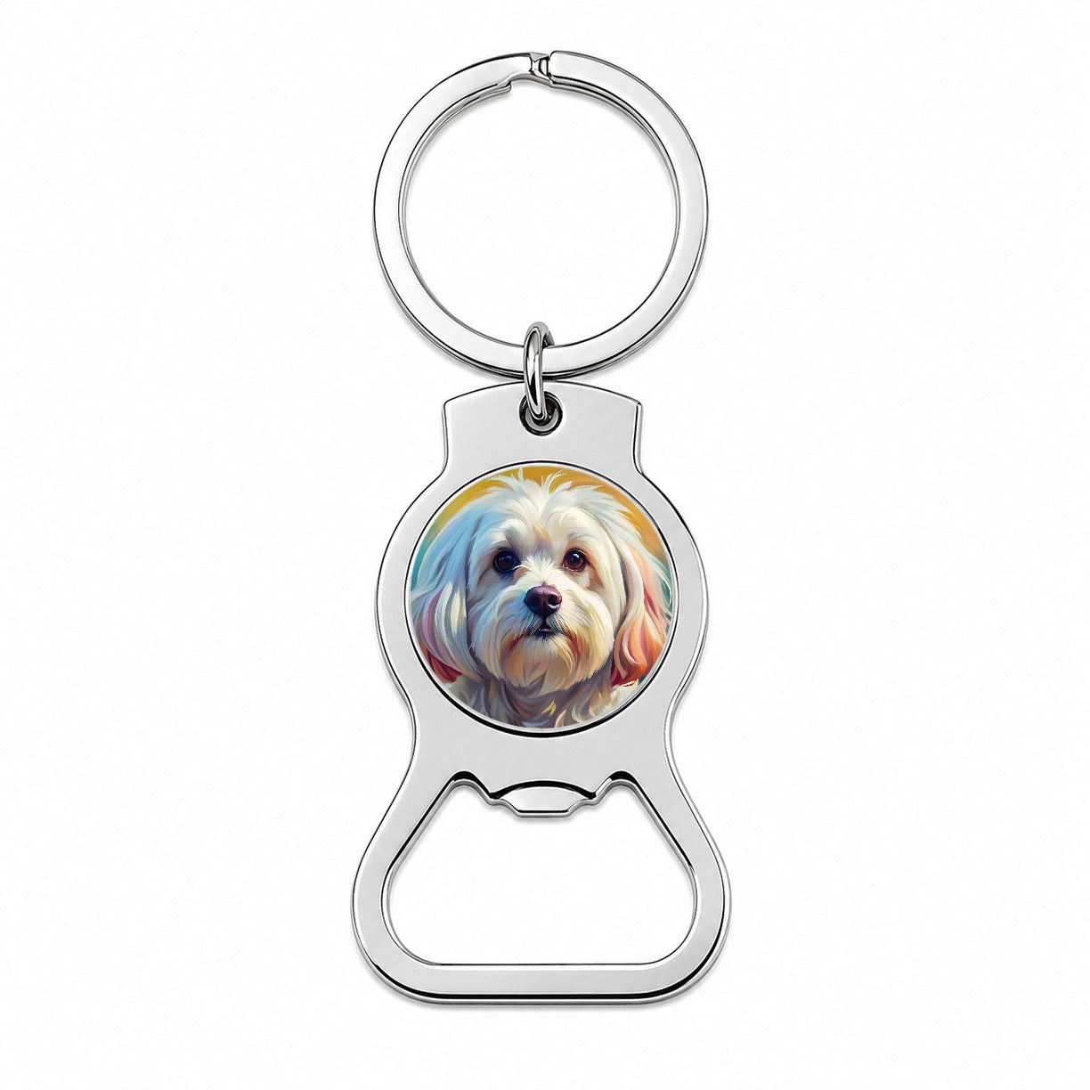 Maltese Dog Expressionism Art Bottle Opener Keychain