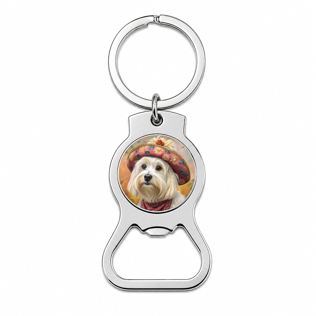 Maltese Dog French Bohemian Art Bottle Opener Keychain