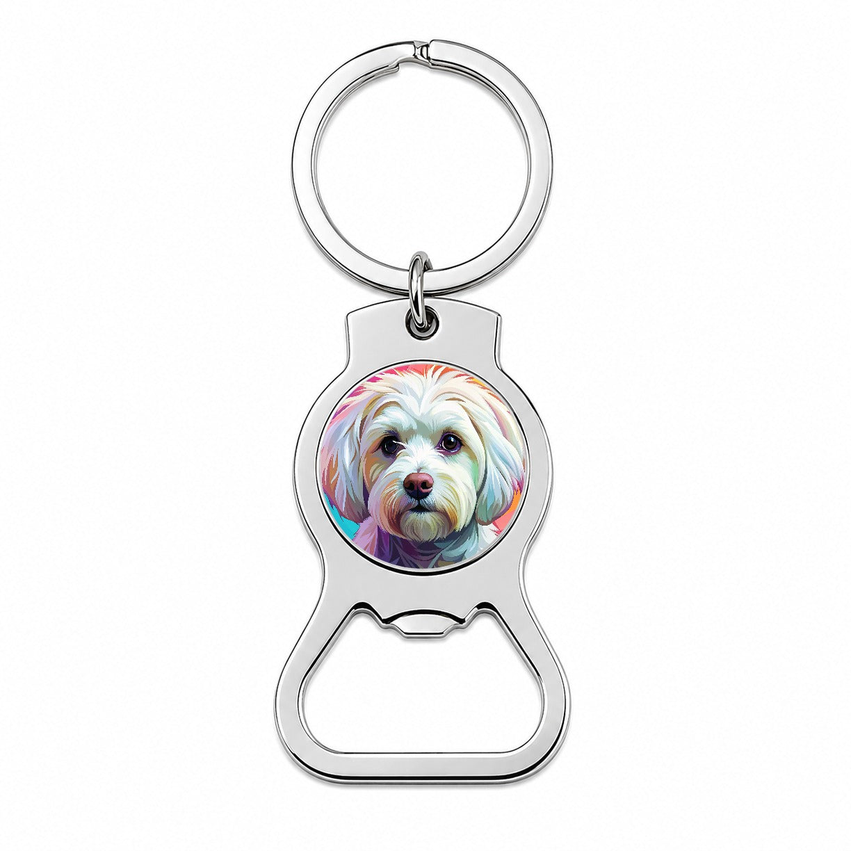 Maltese Dog Pop Art Bottle Opener Keychain