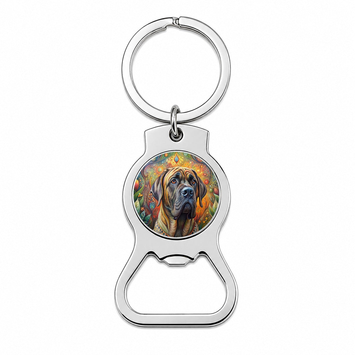 Mastiff Dog Bohemian Art Bottle Opener Keychain