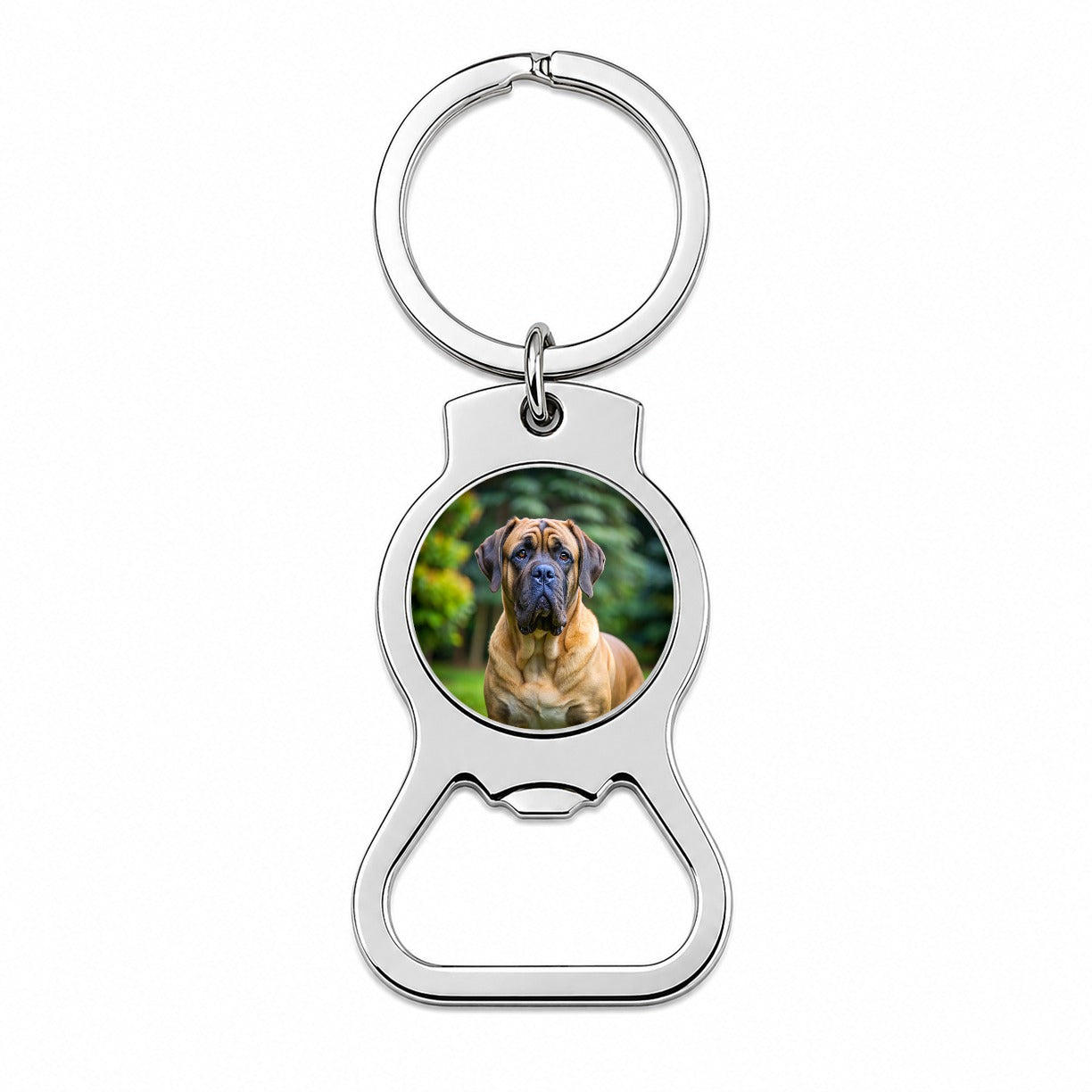 Mastiff Dog Photo Bottle Opener Keychain