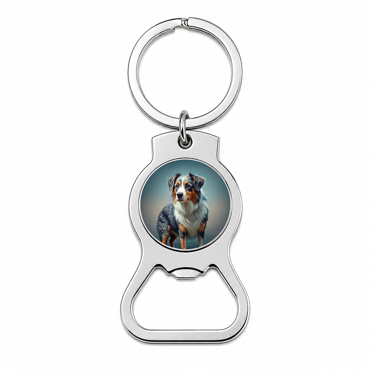 Miniature American Shepherd Dog Contemporary Art Bottle Opener Keychain