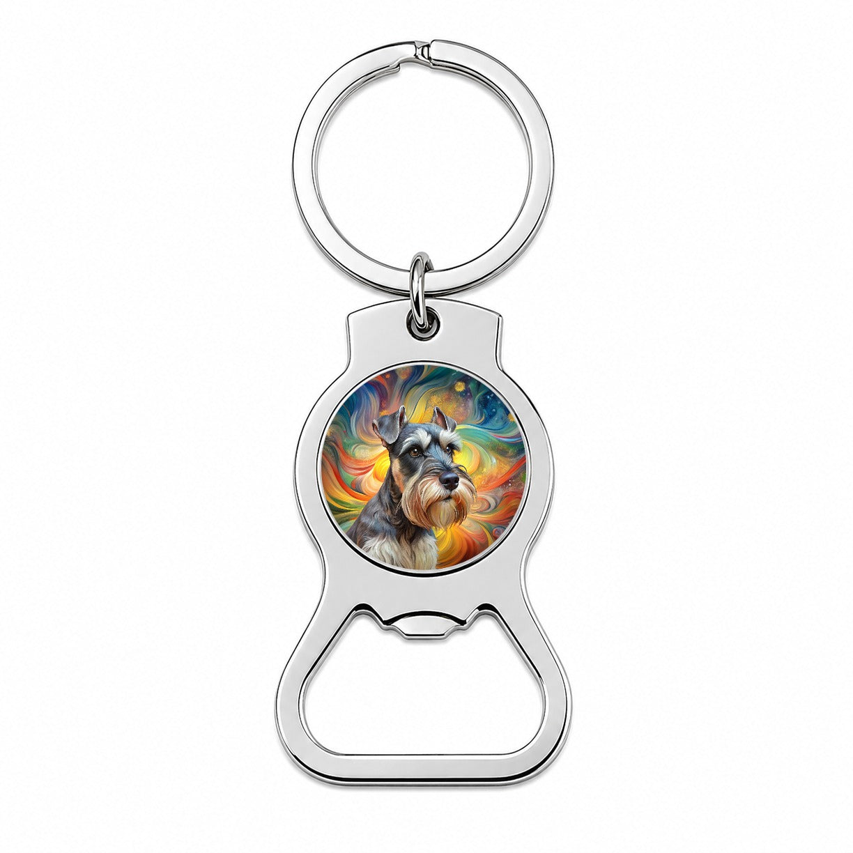 Miniature Schnauzer Dog Abstract Art Bottle Opener Keychain