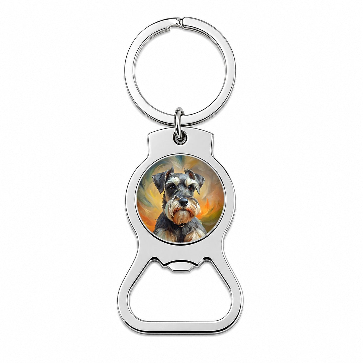Miniature Schnauzer Dog Expressionism Art Bottle Opener Keychain