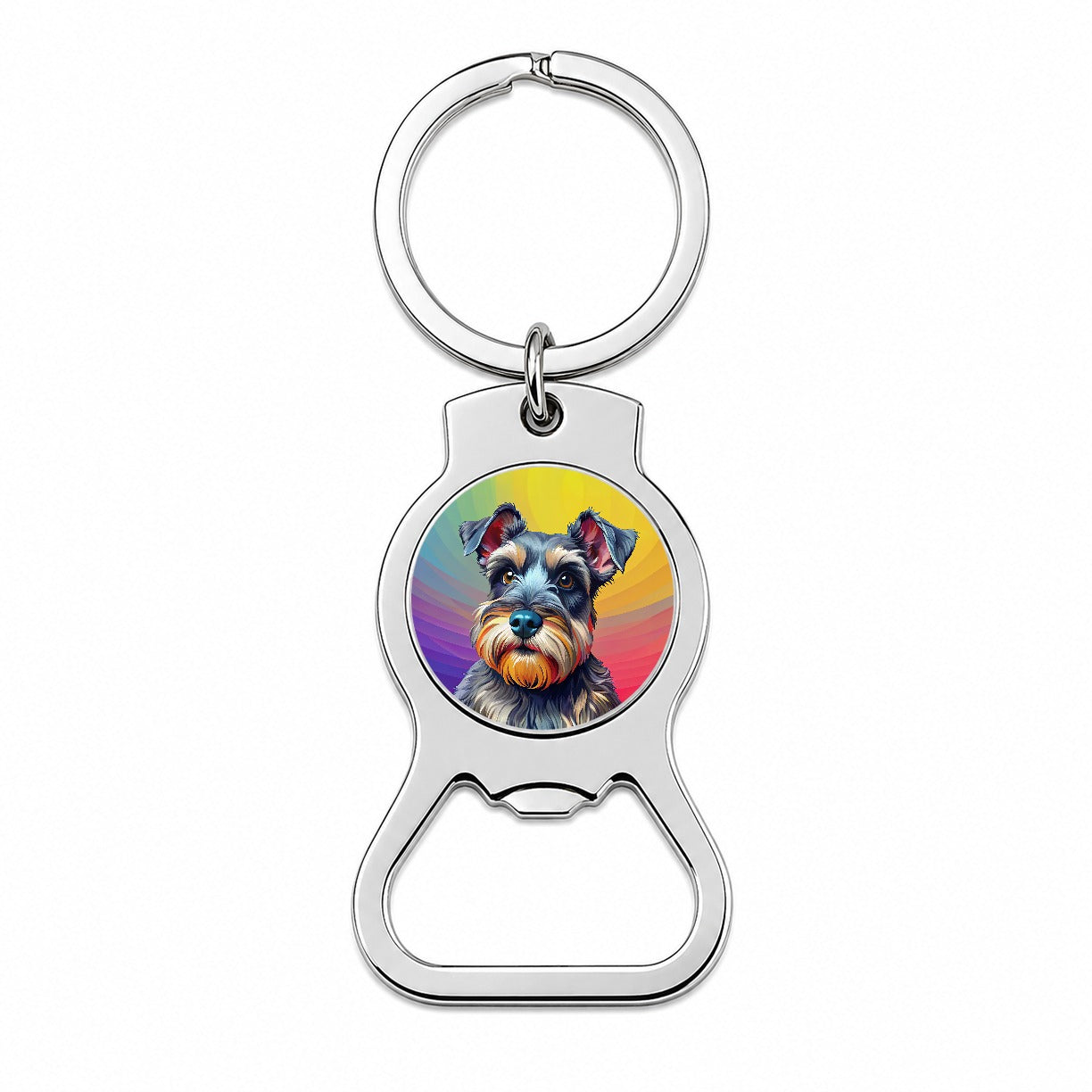 Miniature Schnauzer Dog Pop Art Bottle Opener Keychain