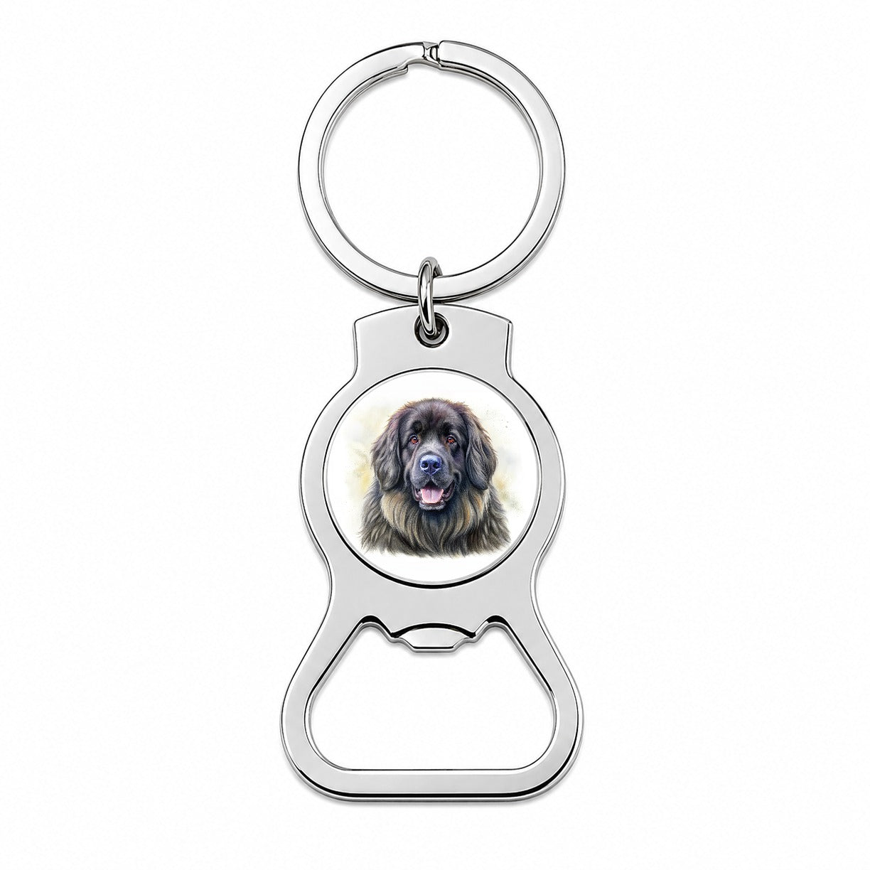 Newfoundland Dog Illustration Bottle Opener Keychain