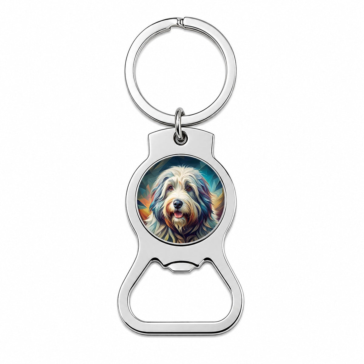 Old English Sheepdog Dog Contemporary Art Bottle Opener Keychain