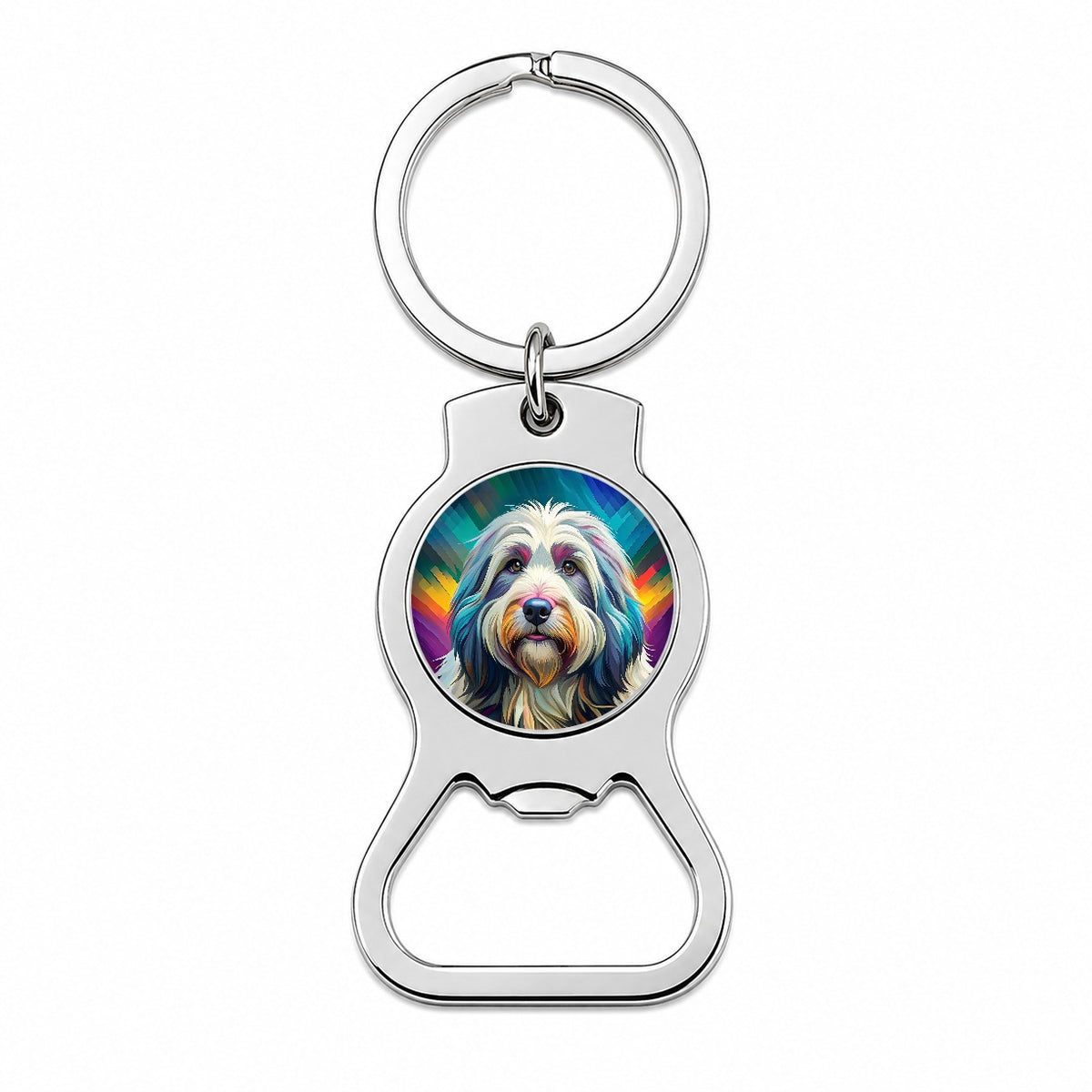 Old English Sheepdog Dog Pop Art Bottle Opener Keychain