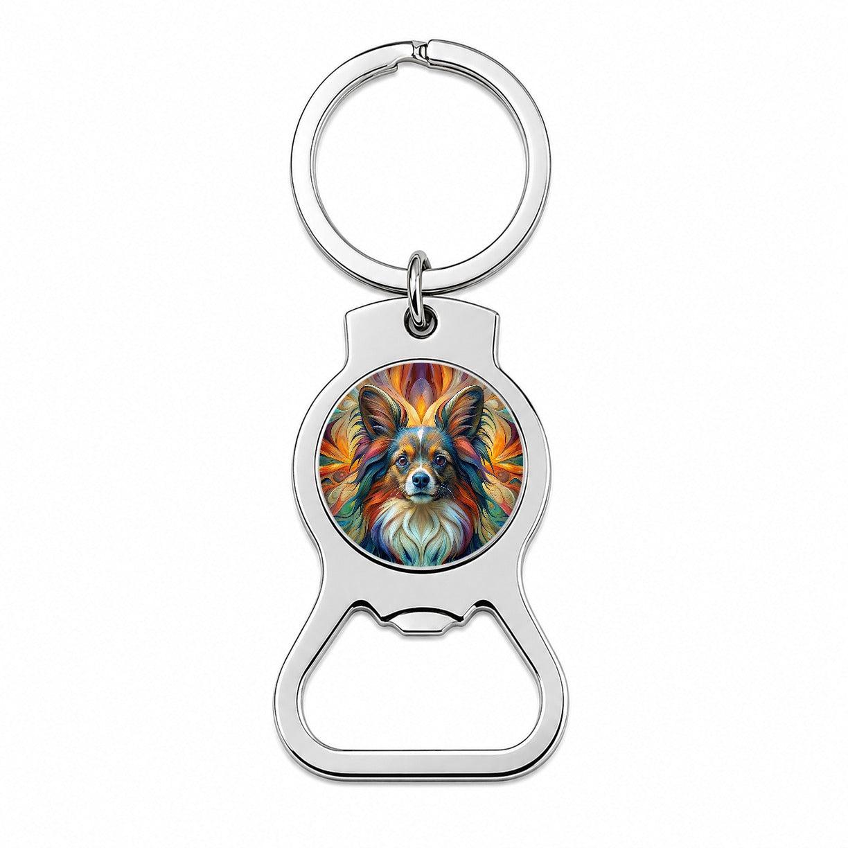 Papillon Dog Abstract Art Bottle Opener Keychain