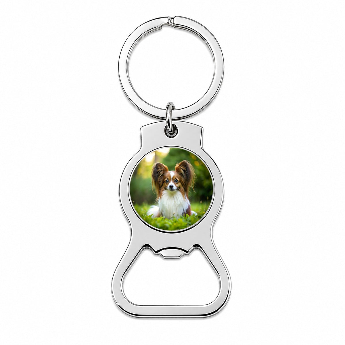 Papillon Dog Photo Bottle Opener Keychain