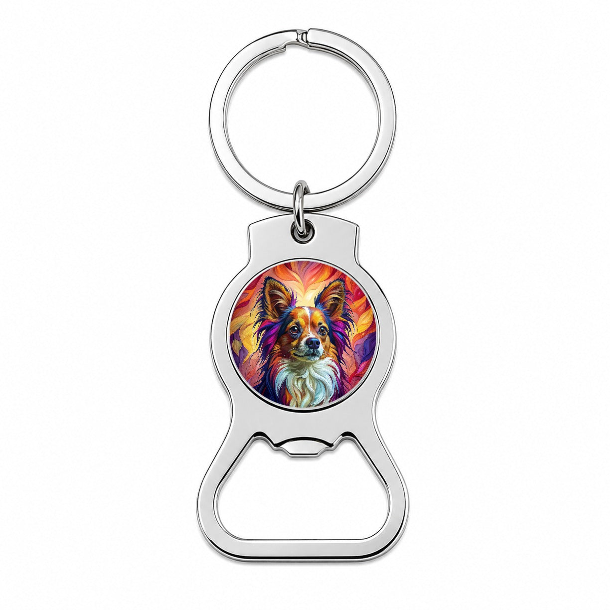 Papillon Dog Pop Art Bottle Opener Keychain