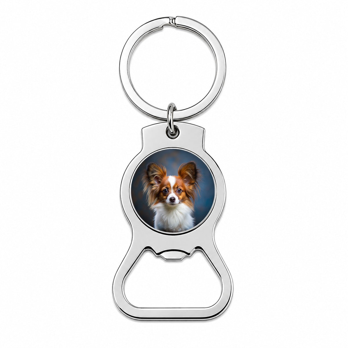Papillon Dog Puppy Photo Bottle Opener Keychain