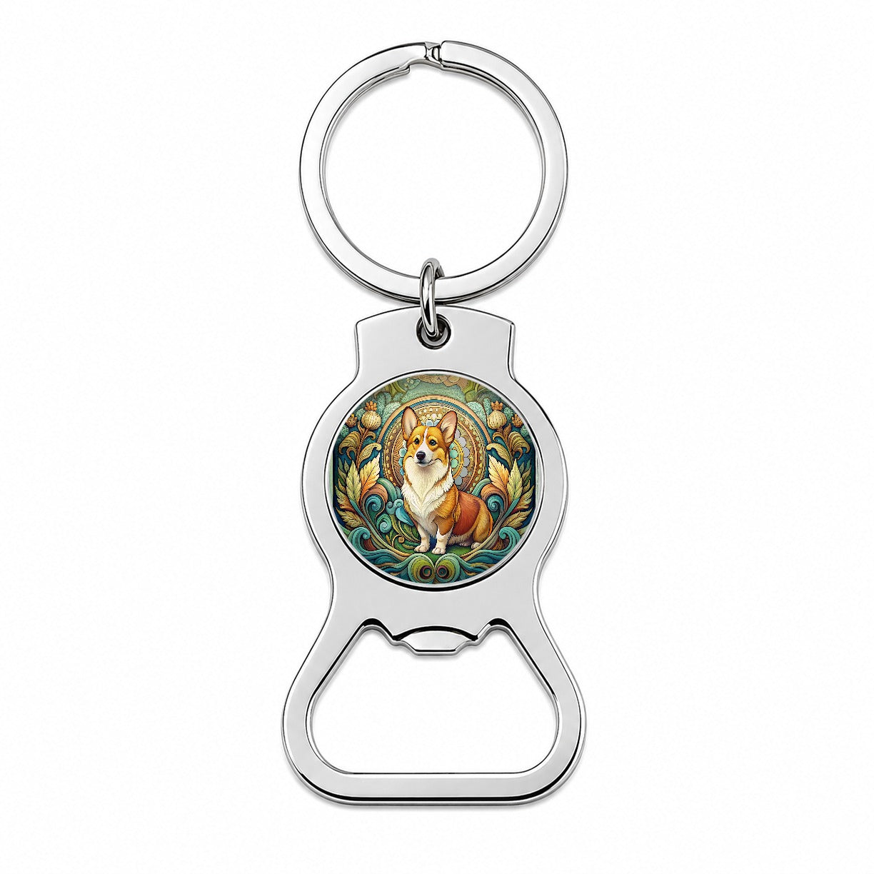 Pembroke Welsh Corgi Dog Art Nouveau Bottle Opener Keychain