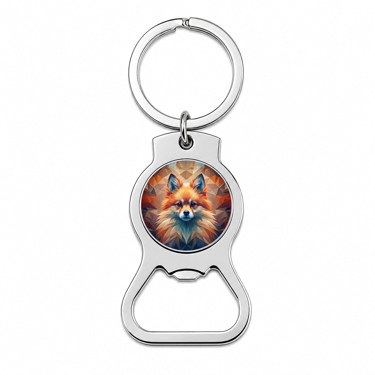 Pomeranian Dog Abstract Stylized Art Bottle Opener Keychain